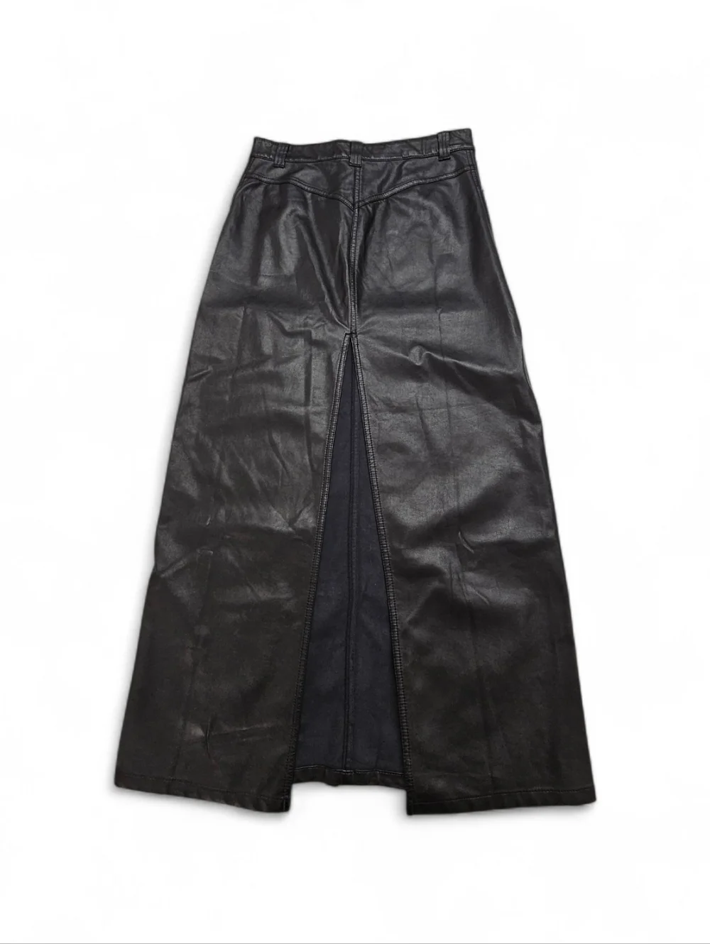 Free People City Slicker Faux Leather Maxi Skirt With Back Slit Sz 2